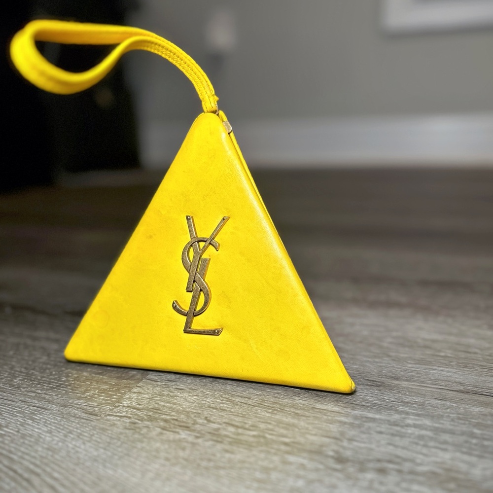 Yves Saint Laurent Yellow Triangle Wristlet Bag - Picture 1 of 8